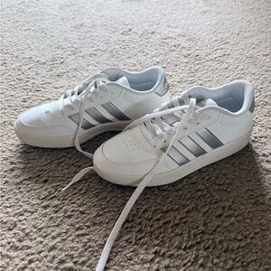 adidas White Men’s Sneakers with Silver Stripes